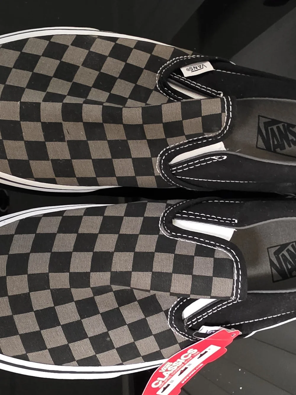 Vans Checkerboard Slip-On Loafers - Black and Gray